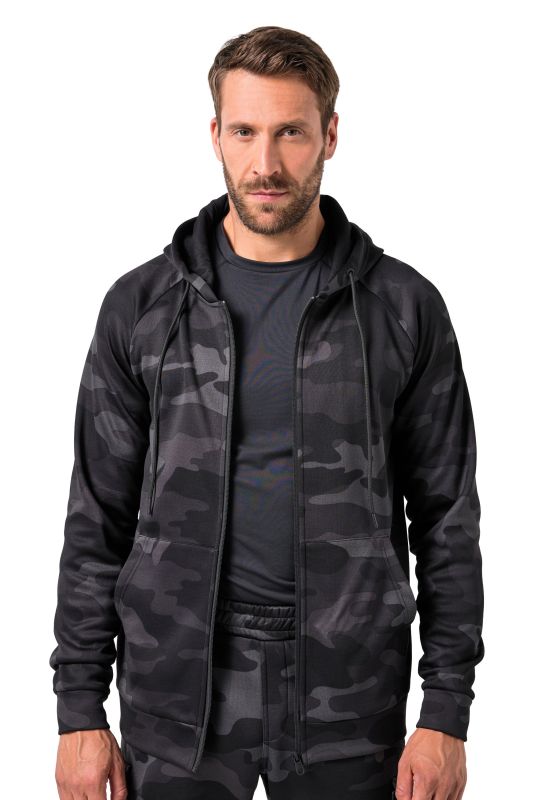 Veste de survêtement en molleton JAY-PI, avec capuche et motif camouflage, collection Fitness – jusqu'au 7&nbsp;XL