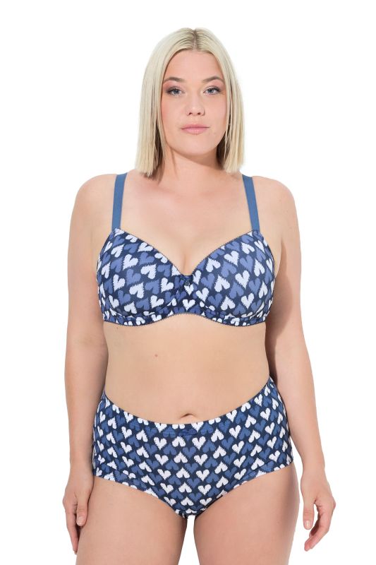 Soutien-gorge motif cœurs, bonnets souples avec armatures - bonnet B-F