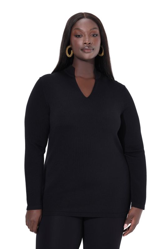 Pull à teneur en soie, col jabot et manches longues