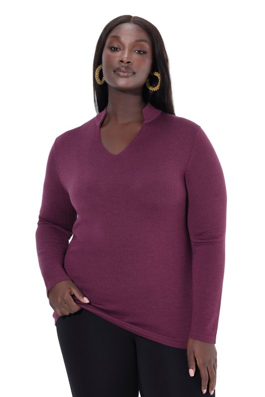 Pull à teneur en soie, col jabot et manches longues