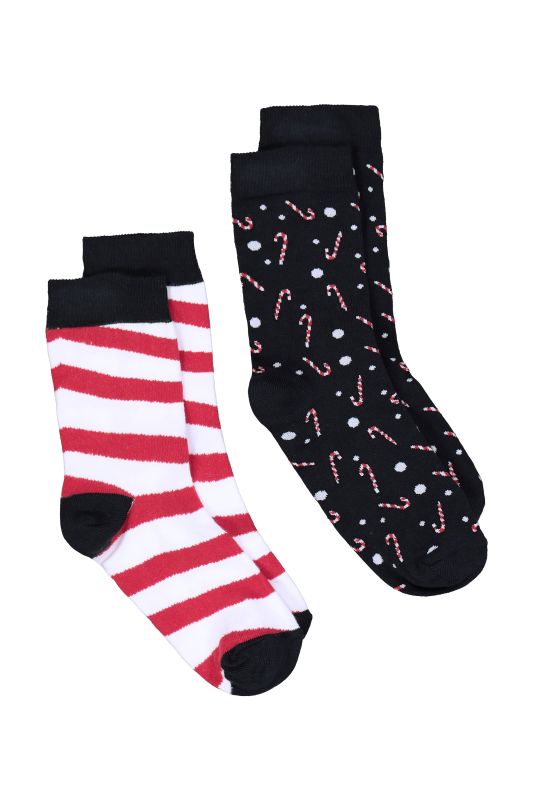 Lot de 2 paires de chaussettes, sucres d'orge/rayures