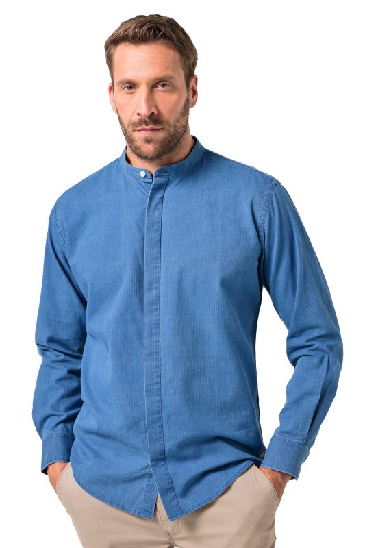Chemise en jean JP 1880, manches longues et col officier, coupe Modern Fit, jusqu'au 8&nbsp