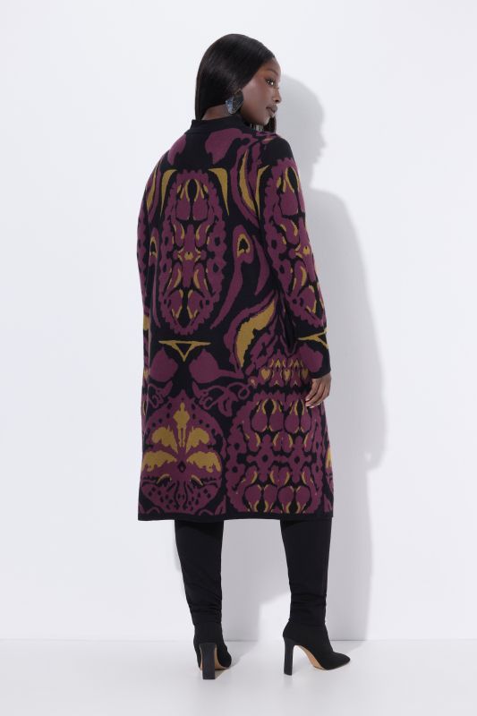 Long cardigan à encolure en V et manches longues, épingle fantaisie