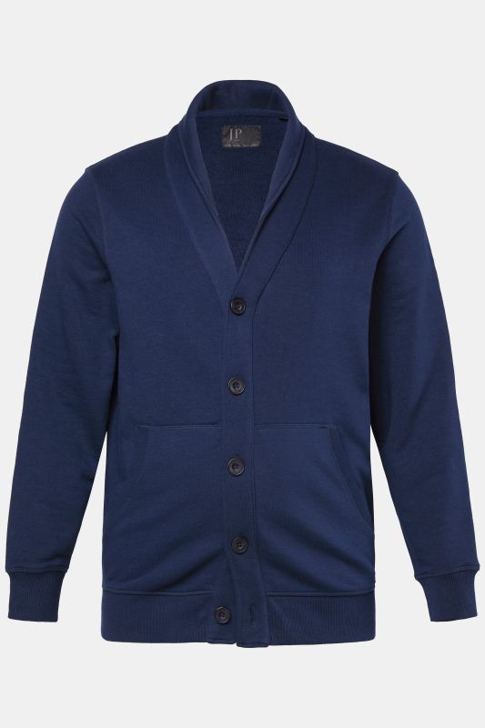 Veste en molleton JP 1880, col châle, poche kangourou et patte de boutonnage - jusqu'au 8 XL