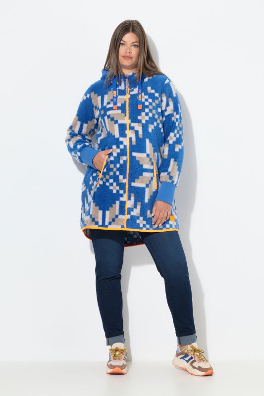 Sweat zippé en polaire bouclée. Capuche, manches longues