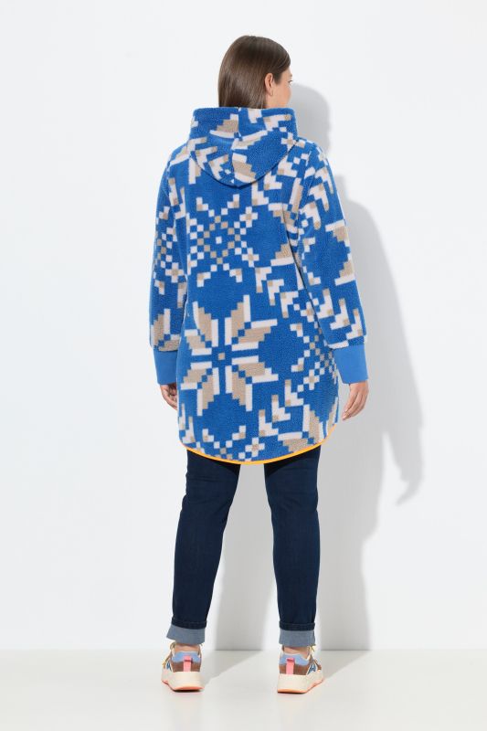 Sweat zippé en polaire bouclée. Capuche, manches longues