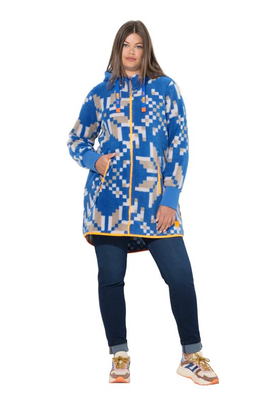 Sweat zippé en polaire bouclée. Capuche, manches longues