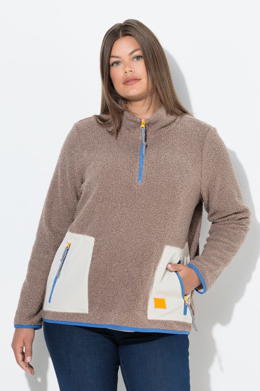 Sweat en polaire bouclée. Col montant, manches longues. Label OEKO-TEX
