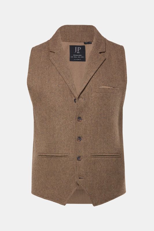 Gilet JP 1880 en tweed à chevrons, finition FLEXNAMIC®, dos en maille - jusqu'au 7 XL