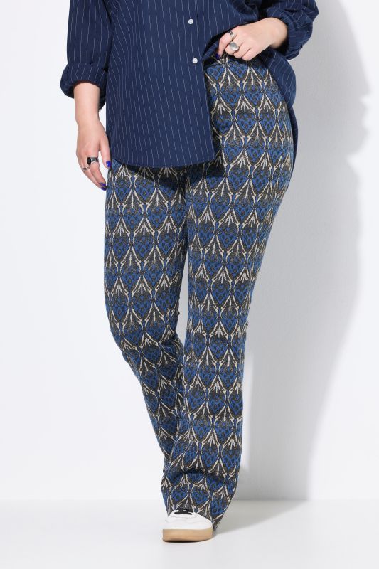 Pantalon à pattes d'éléphant et jambes évasées, motif jacquard à paillettes