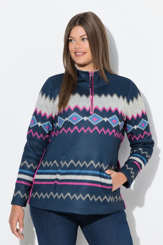 Pull en maille polaire. Motif norvégien. Manches longues, col camionneur