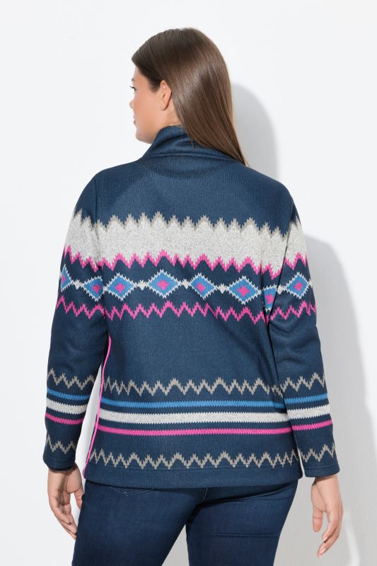 Pull en maille polaire. Motif norvégien. Manches longues, col camionneur