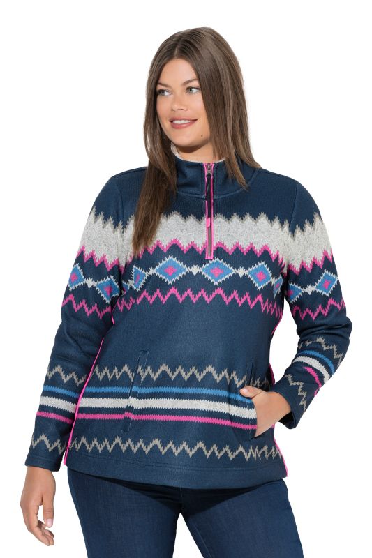 Pull en maille polaire. Motif norvégien. Manches longues, col camionneur