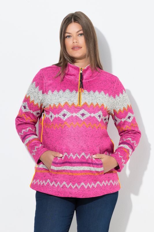 Pull en maille polaire. Motif norvégien. Manches longues, col camionneur
