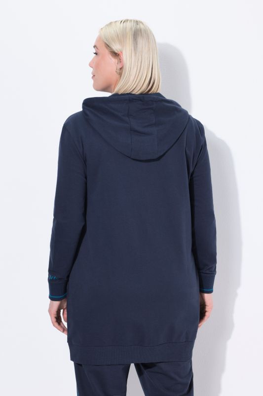 Veste oversize en molleton, passepoil fantaisie, capuche et fermeture à glissière à double sens