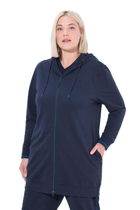 Veste oversize en molleton, passepoil fantaisie, capuche et fermeture à glissière à double sens