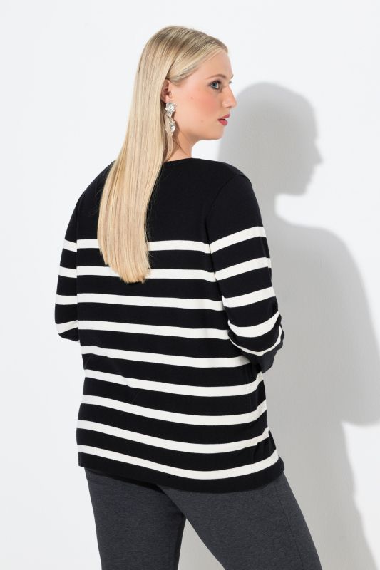 Pull oversize à rayures, col rond et manches longues