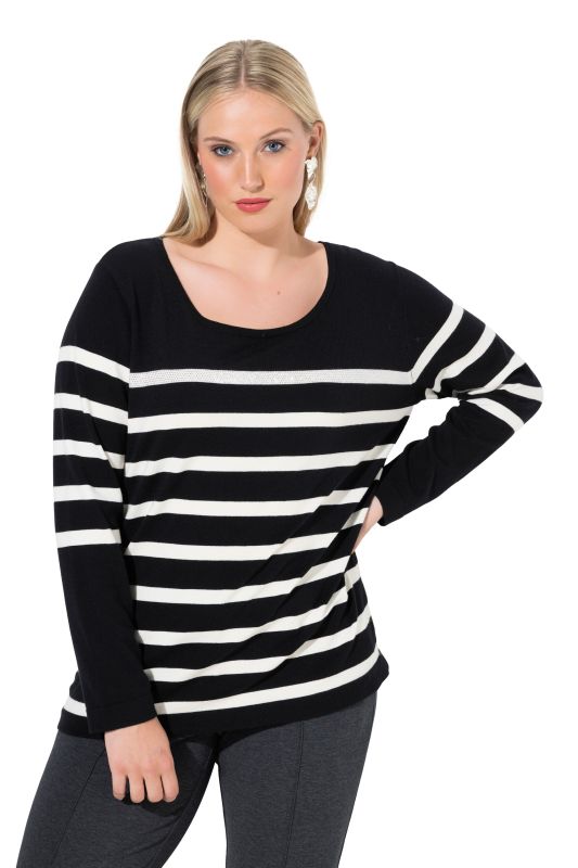 Pull oversize à rayures, col rond et manches longues