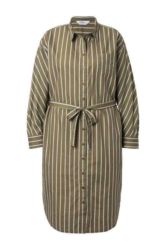 Robe-chemisier midi à rayures. Coupe oversize