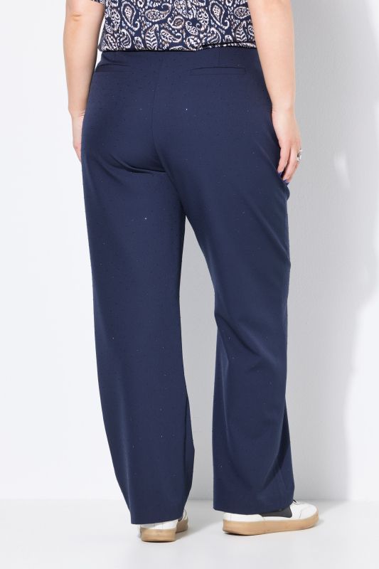 Pantalon à pinces, coupe Wide Legs et taille haute, petits strass fantaisie