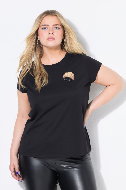 T-shirt slim avec broderie croissant