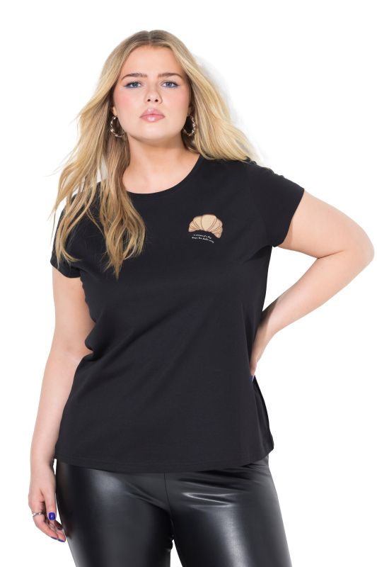 T-shirt slim avec broderie croissant