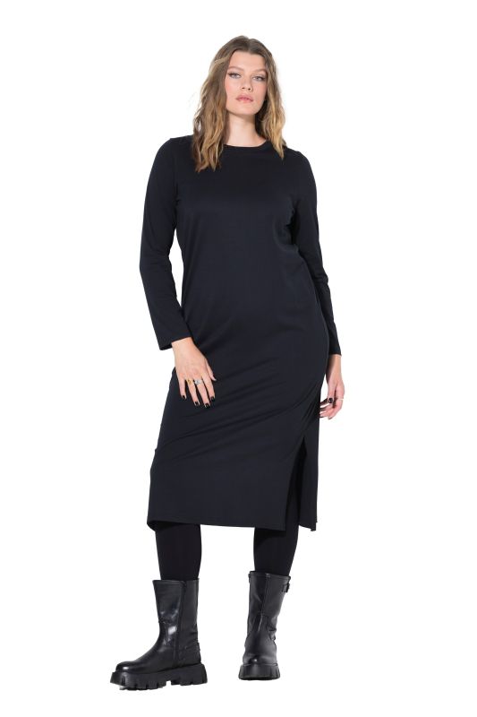 Robe maxi en jersey, coupe évasée à manches longues