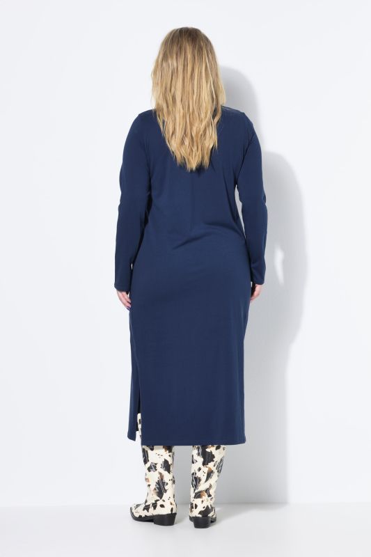 Robe maxi en jersey, coupe évasée à manches longues