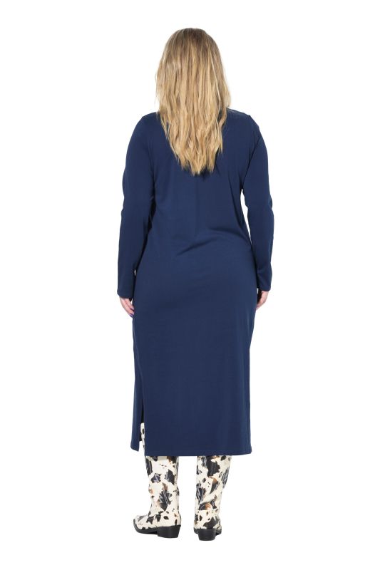 Robe maxi en jersey, coupe évasée à manches longues