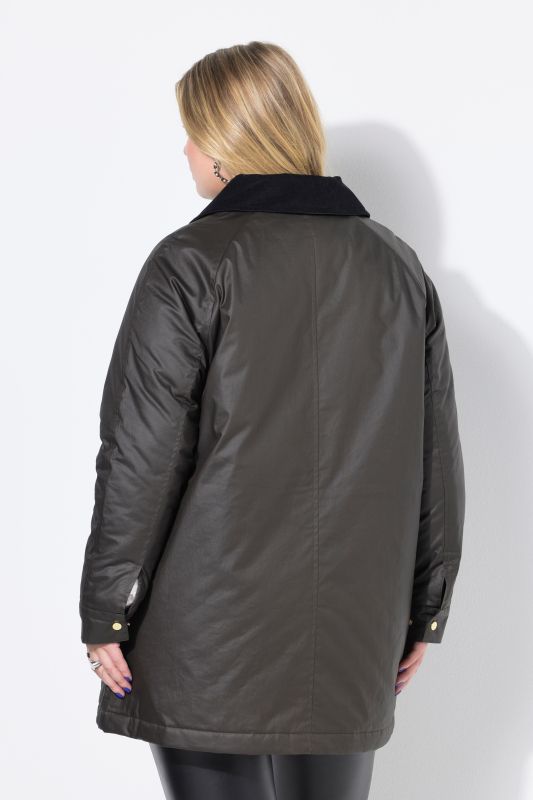 Veste enduite effet «&nbsp;ciré&nbsp;», col en velours côtelé, style britannique