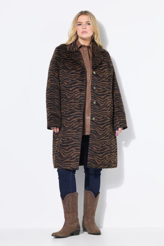 Manteau à revers, doublure intégrale et motif zèbre