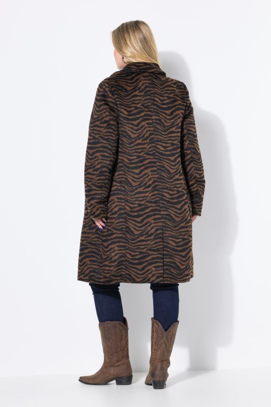 Manteau à revers, doublure intégrale et motif zèbre