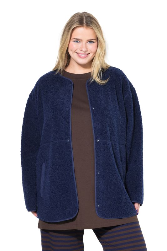 Veste oversize en polaire bouclette, col rond