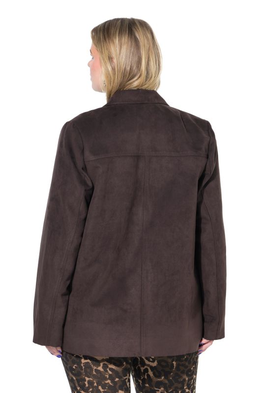 Blazer ample évasé en suède, col à revers et doublure intégrale