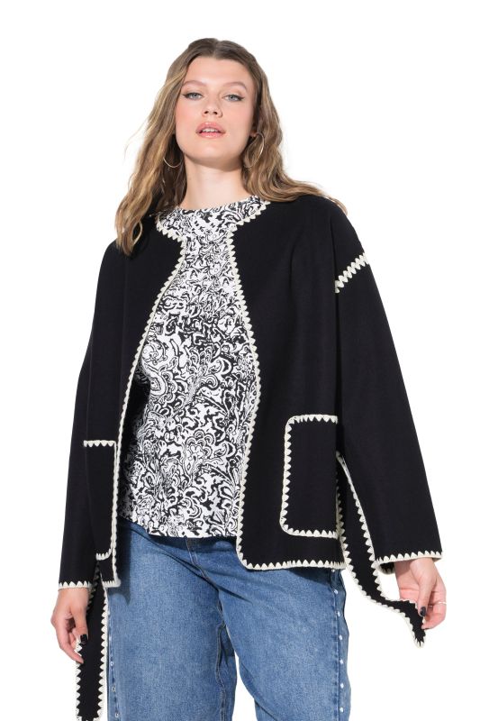 Veste oversize en lainage, liseré brodé