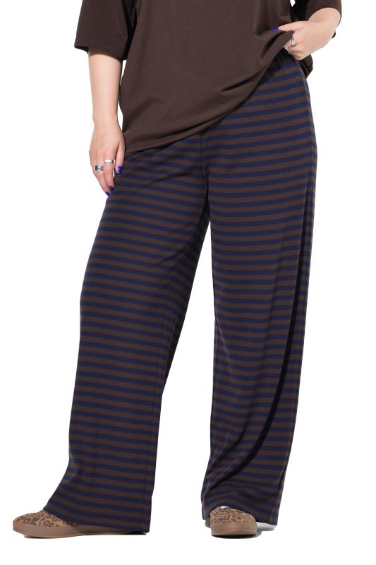 Pantalon large en jersey côtelé à rayures