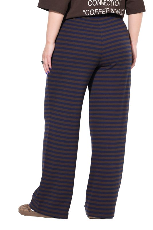 Pantalon large en jersey côtelé à rayures