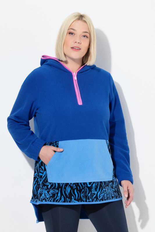 Sweat à capuche en polaire, larges rayures color block et manches longues