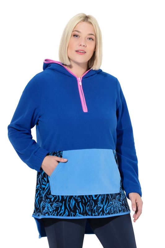 Sweat à capuche en polaire, larges rayures color block et manches longues