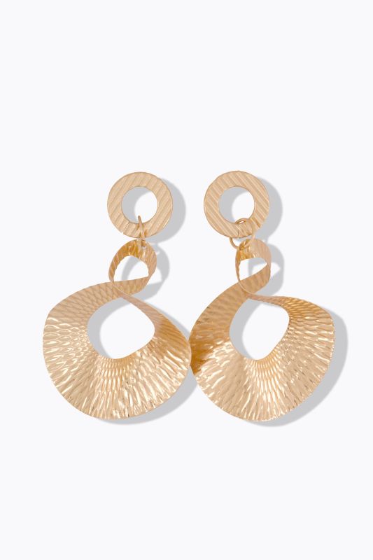 Boucles d'oreille, grand pendentif tourné, matière texturée