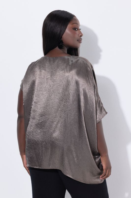 Tunique en acétate asymétrique, avec col rond et coupe cape