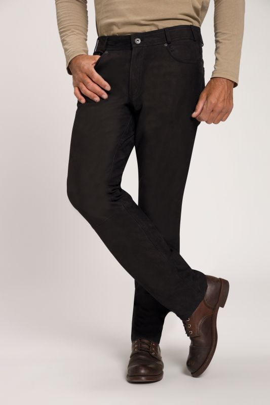 Pantalon regular Fit 5 poches en cuir de buffle