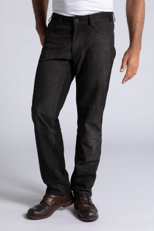 Pantalon regular Fit 5 poches en cuir de buffle
