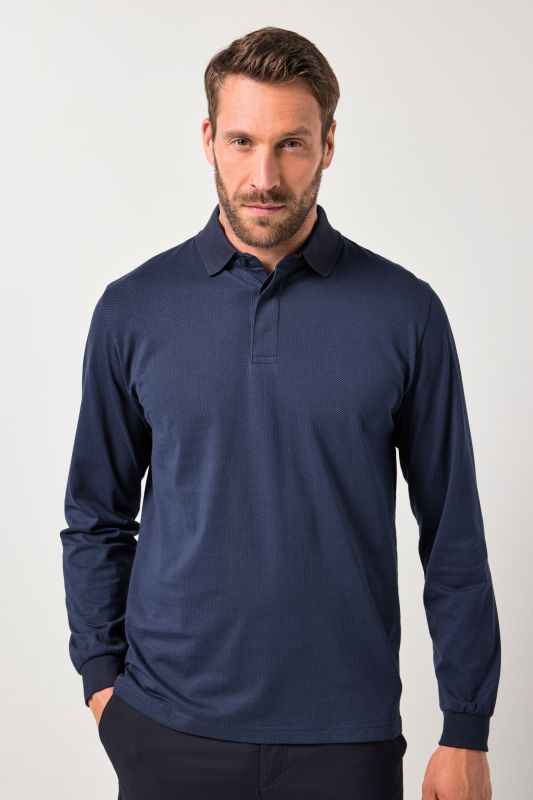 Polo JP 1880 à manches longues, collection Business, imprimé all-over - jusqu'au 8&nbsp;XL