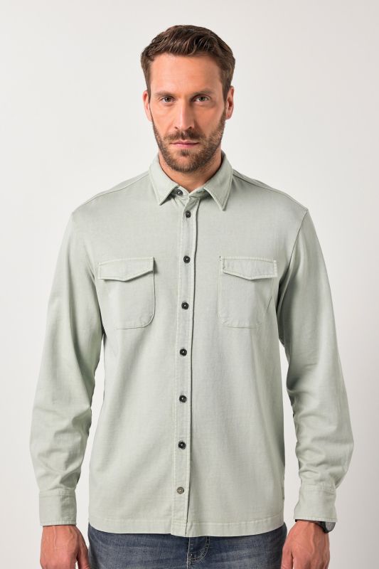 Chemise en jersey JP 1880 esprit vintage, manches longues et col Kent, coupe Modern Fit - jusqu'au 8&nbsp;XL