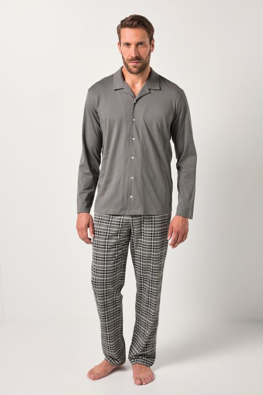 Pyjama JP1880. Collection Homewear. Deux pièces avec T-shirt à manches longues et boutons – jusqu'au 8&nbsp;XL