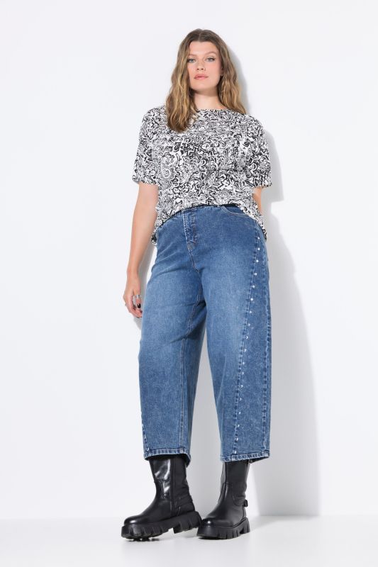 Jean barrel, coupe Wide Ballon Legs, taille haute et coutures fantaisie