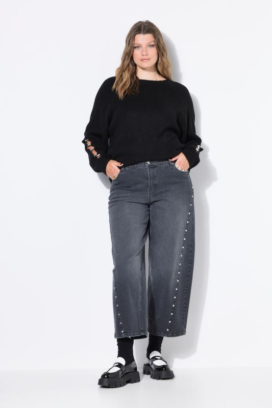 Jean barrel, coupe Wide Ballon Legs, taille haute et coutures fantaisie