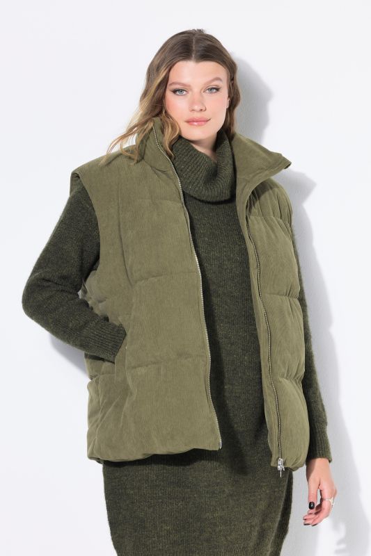 Gilet matelassé oversize en velours côtelé, 2 poches