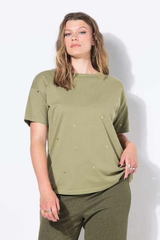 T-shirt oversize à rivets en forme d'étoile
